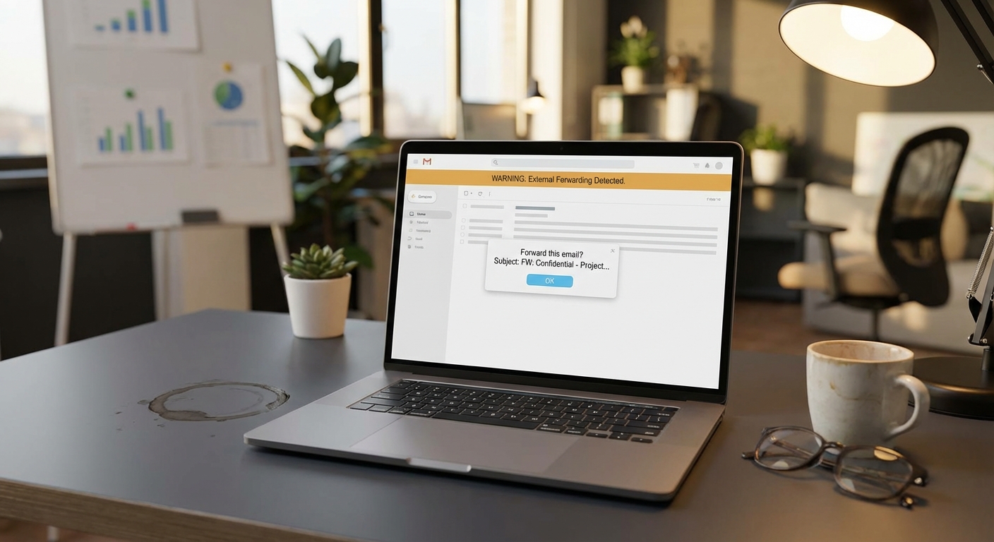 Email inbox showing forwarded messages with partially visible PII